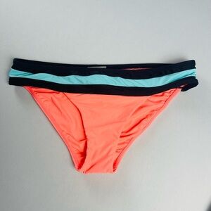 PQ Swim Coral and Black Bikini Bottom Size Medium NWT